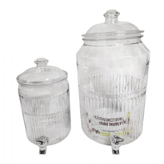 WATER OR JUICE ACRYLIC DISPENSER WITH TAP 2 PCS SET SIZE 3.8 LT & 12 LT 