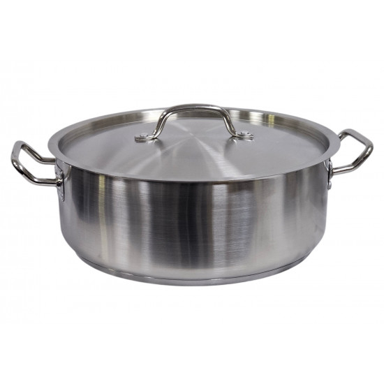 SHALLOW CASSEROLE LOW HIGHT STAINLESS STEEL SIZE 30 X 18 CM