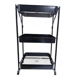 STORAGE RACK WITH WHEELS FOLDING TYPE IN FLAT BOX  3 TIER METAL