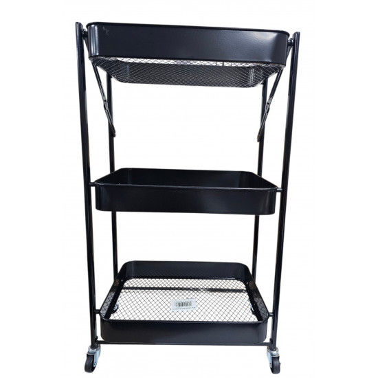 STORAGE RACK WITH WHEELS FOLDING TYPE IN FLAT BOX  3 TIER METAL