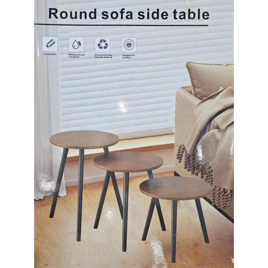 TABLE SET OF 3 PCS ROUND NESTED SIZE 40 CM IN GIFT BOX