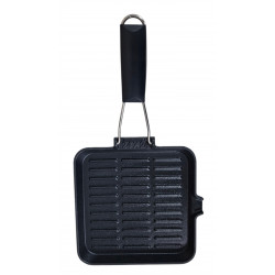 CAST IRON GRIDDLE WITH FOLDING HANDLE SIZE 24 CM X 24 CM IN GIFT BOX