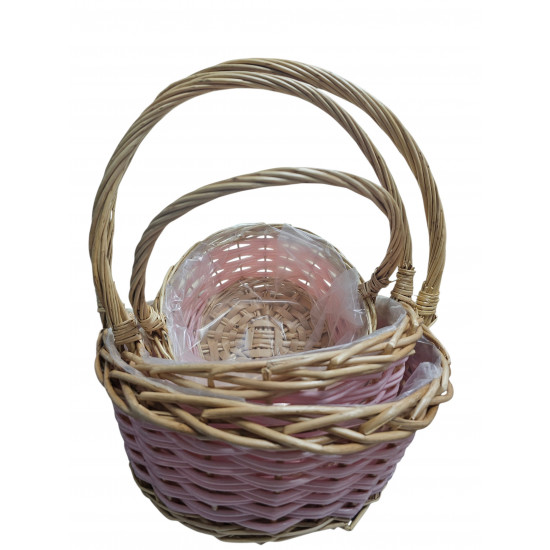 BASKET 3PCS ROUND PINK SIZE 22 CM X 28 X 33 CM