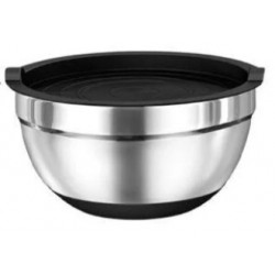 BOWL WITH LID STAINLESS STEEL WITH  NON SLIP RUBBER BASE SIZE 22 CM