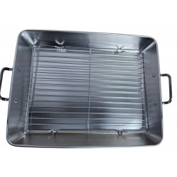 ROASTING TRAY STAINLESS STEEL  WITH RACK SIZE  35X28X6 CM