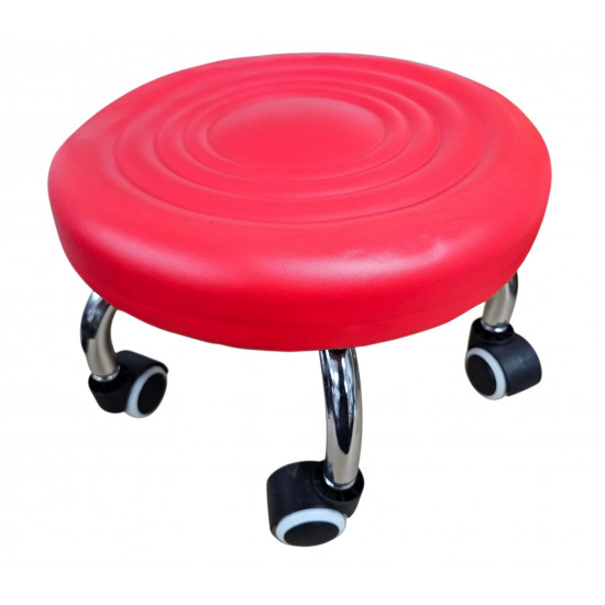 STOOL WITH CUSHION SEAT ON WHEELS SIZE 31 CM ROUND  X 21 CM HIGH