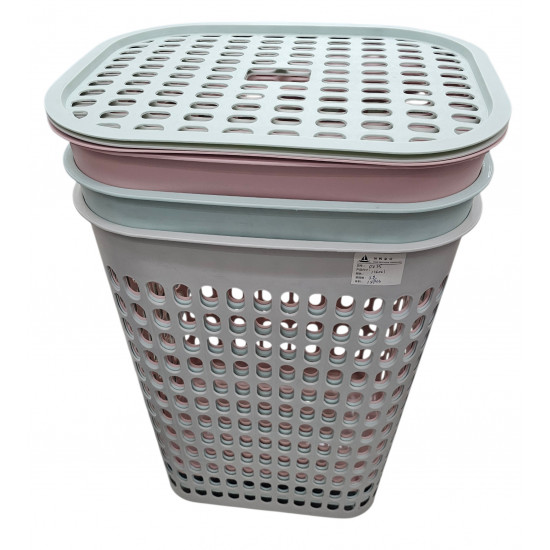 LAUNDRY BASKET OBLONG TALL TYPE PLASTIC ASSORTED COLS SIZE 56 X 45 X 35 CM