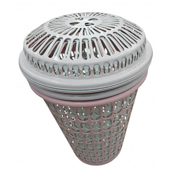 TALL ROUND LAUNDRY BASKET ASSORTED COLS WITH LID SIZE 62 X 33 CM