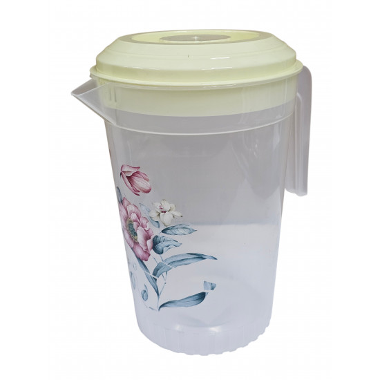 PLASTIC JUG WITH DECORATION  & LID 2LT
