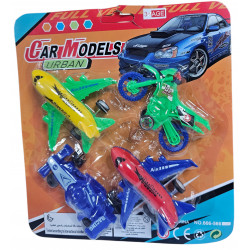 TOY PLANE CAR SET 4PCS ON CARD