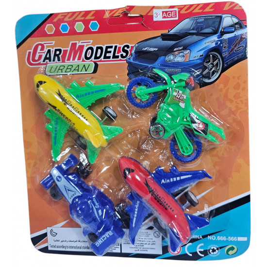 TOY PLANE CAR SET 4PCS ON CARD
