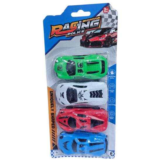 RACING CARS ON CARD 4 PCS SET