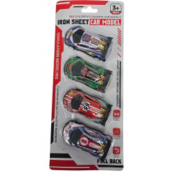 TOY CARS 4 PCS SET ON CARD PULL BACK TYPE