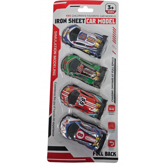 TOY CARS 4 PCS SET ON CARD PULL BACK TYPE