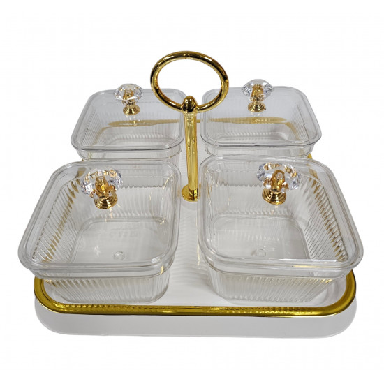RELISH 4 COMPARTMENT DISH ARCRYLIC 