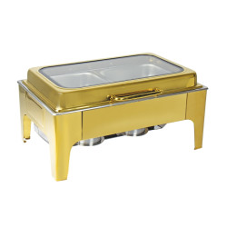 CHAFFING DISH GOLD WITH 2 COMPARTMENTS 9 LITRE