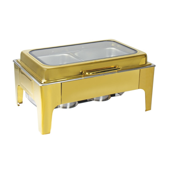 CHAFFING DISH GOLD WITH 2 COMPARTMENTS 9 LITRE