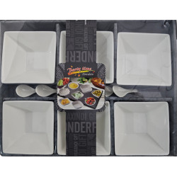 PORCELAIN  BOWL SET SQUARE 9 CM  12 PCS SET WITH SPOONS