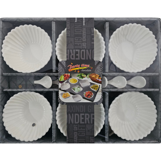 PORCELAIN  BOWL SET ROUND 9 CM  12 PCS SET WITH SPOONS