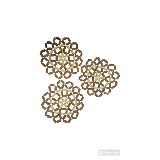 WOOD MATS SET OF 3 IN CLEAR PACK 
