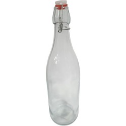 GLASS WATER BOTTLE ROUND 1LT