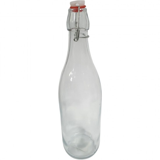GLASS WATER BOTTLE ROUND 1LT