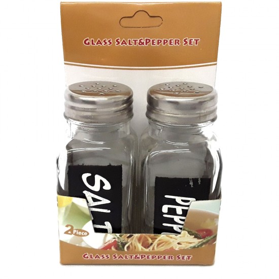 2 pcs SQ GLASS SALT & PEPPER SET 2 pcs SQ GLASS SALT & PEPPER SET