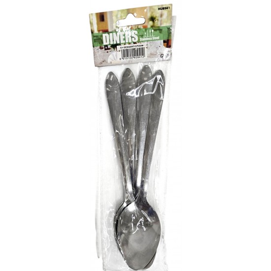 6PC PLAIN STEEL DESSERT SPOONS