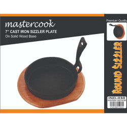 SIZZLER 7 INCH ROUND WITH WOODEN BASE GIFT BOXED