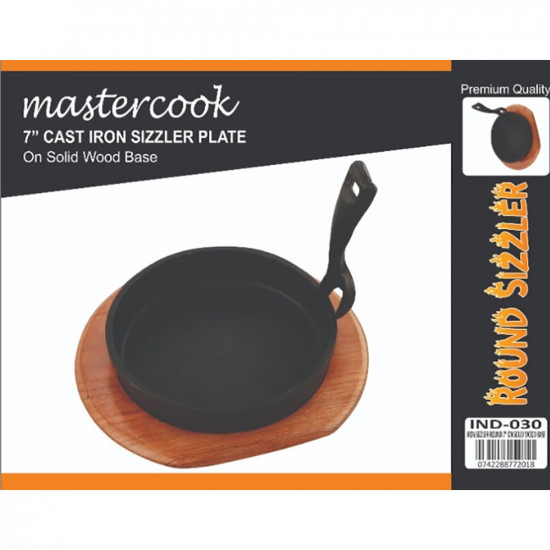 SIZZLER 7 INCH ROUND WITH WOODEN BASE GIFT BOXED