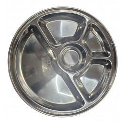 STAINLESS STEEL ROUND TRAY SET WITH COMPARTMENT SIZE 33 CM