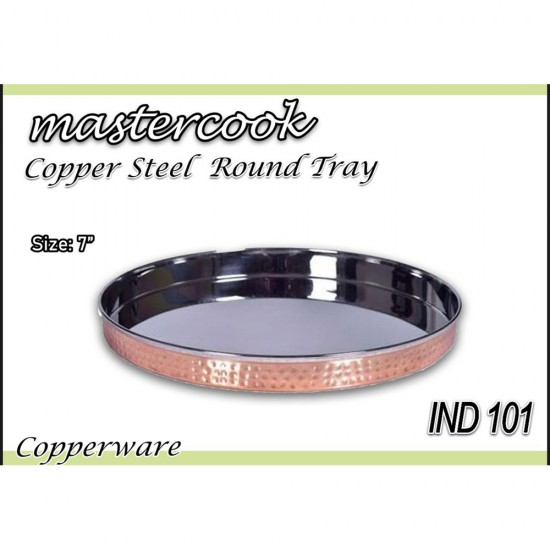 COPPER STEEL ROUND THALI TRAY 7 INCH