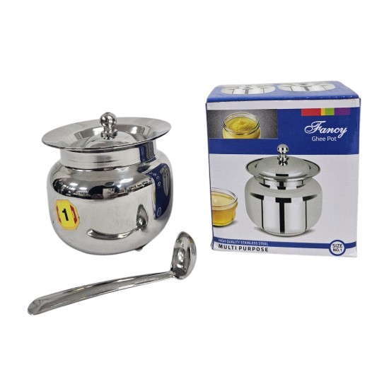 GHEE POT NO 1  STAINLESS STEEL SIZE 7.5 CM X 8 CM