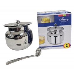GHEE POT NO 2  STAINLESS STEEL SIZE  8.5 CM X  10 CM