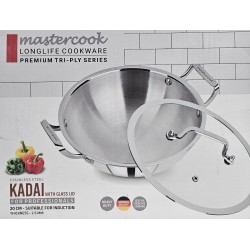 TRIPLY STAINLESS STEEL HEAVY TYPE KADAI WITH INDUCTION SIZE 20 CM
