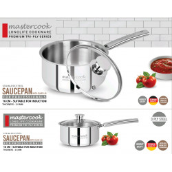 TRIPLY STAINLESS STEEL SAUCEPAN WITH LID SIZE 16 CM