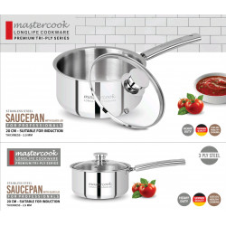TRIPLY STAINLESS STEEL SAUCEPAN WITH LID SIZE 20 CM