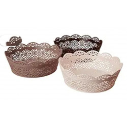 LACY ROUND PLASTIC NAN BASKET ASSTD COLOURS