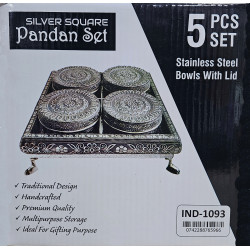 FANCY 4 PCS DUBBIE SET ON TRAY SILVER 