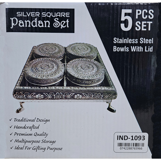 FANCY 4 PCS DUBBIE SET ON TRAY SILVER 