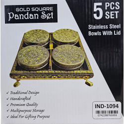 FANCY 4 PCS DUBBIE SET ON TRAY GOLD