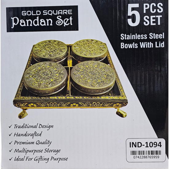 FANCY 4 PCS DUBBIE SET ON TRAY GOLD