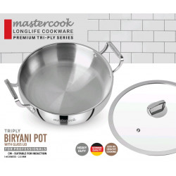 BIRYANI POT TRIPLY STAINLESS STEEL SIZE 24 CM