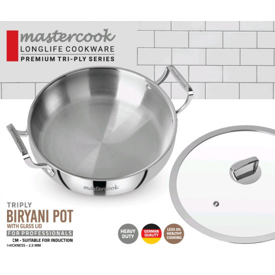 BIRYANI POT TRIPLY STAINLESS STEEL SIZE 24 CM