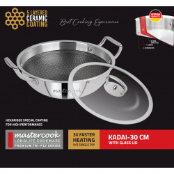 TRIPLY HONYCOMBE KARAI 5 LAYER COATINGWITH GLASS LID  30  CM