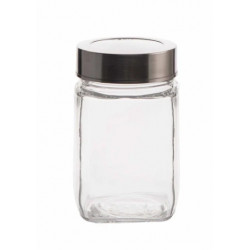 JARS GLASS SQUARE WITH C THROUGH STAINLESS STEEL  LID SIZE 800 ML