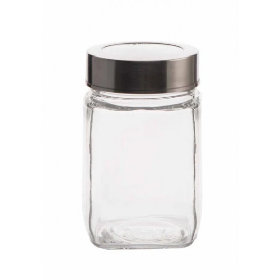 JARS GLASS SQUARE WITH C THROUGH STAINLESS STEEL  LID SIZE 3000 ML