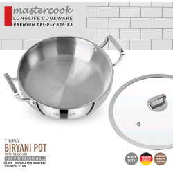 TRIPLY BIRYANI POT STAINLESS STEEL SIZE 36 CM