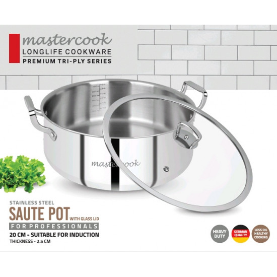 TRIPLY SAUTE PAN WITH LID SHALLOW TYPE SIZE 20 CM