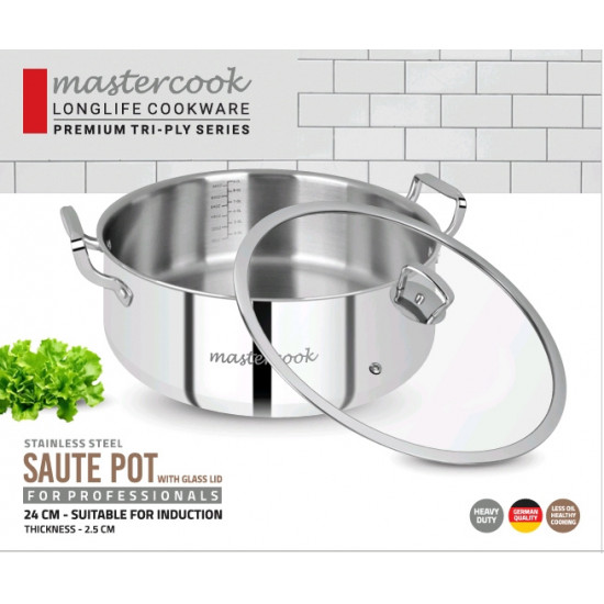 TRIPLY SAUTE PAN WITH LID SHALLOW TYPE SIZE 24 CM